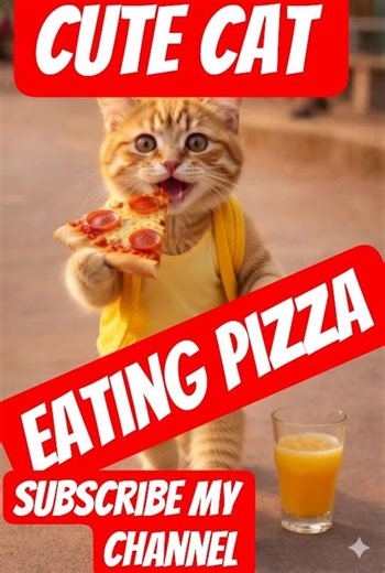 Hungry Cute Cat Eating Pizza – Funniest Cat Moment