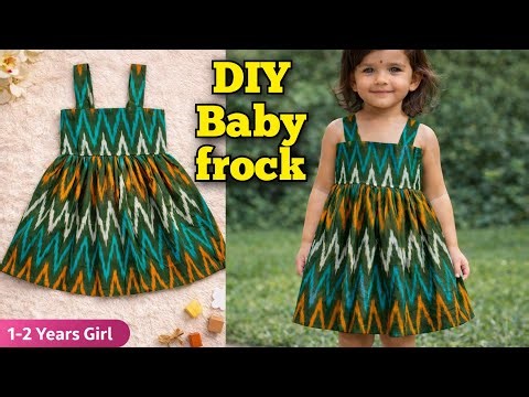 10 Minute Baby Frock Stitching for 1-2 years girl | Cute Baby Frock from Fabric Scraps | Beginners