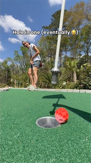 Red Mini Moon Ball vs the green #waboba #moonball #minigolf #holeinone #sports