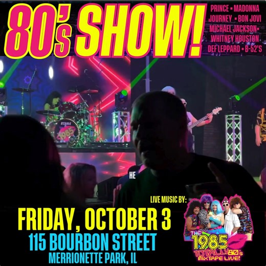Grab your friends and 𝐓𝐔𝐑𝐍 𝐁𝐀𝐂𝐊 𝐓𝐈𝐌𝐄⏰ w/ your FAVE 80’s jams!🎸 Throw it back w/ 𝗧𝗵𝗲 𝟭𝟵𝟴𝟱 @ 115 Bourbon Street on 𝙁𝙧𝙞, 𝙊𝙘𝙩. 𝟑𝙧𝙙. You don't want to miss this!😎 🎟️Get Tickets: https://tinyurl.com/the1985-115bourbonstreet See you there. Let's party like it's 1985! | The 1985