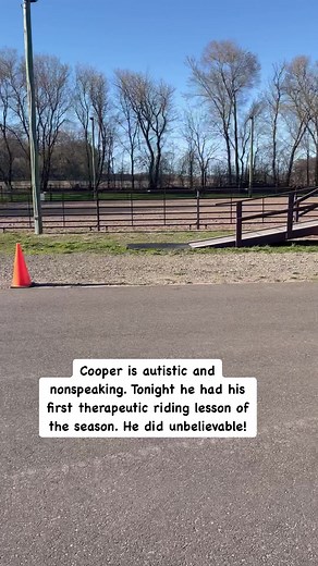 53K views · 3.2K reactions | My heart is so full right now. Cooper just finished his first therapeutic riding lesson of the year at River Valley Riders. I wasn’t sure what to expect but he did amazing! He even verbalized more and of course kissed Tanner goodbye twice. #horseriding #autism #therapeuticriding #hippotherapy #nonverbalautism | Finding Cooper's Voice | Facebook