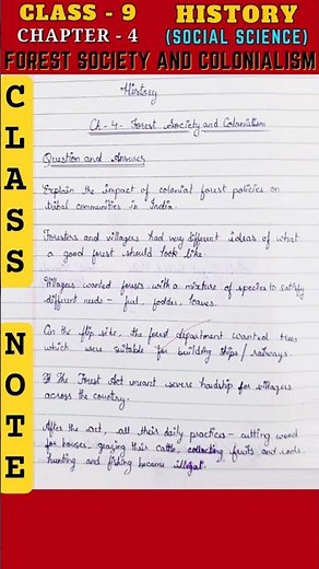 Forest Society and Colonialism - Class 9 History Chapter 4 | Notes, Q&A #notes