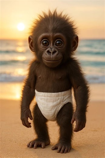 Cute Monkeys Enjoying a Day at the Beach