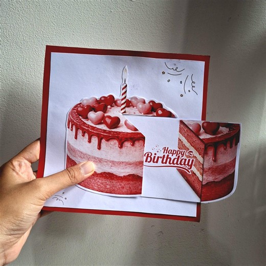 Pop up Birthday Card Printable – Pink Heart Cake Card for Her, Romantic Gift for Girlfriend, Instant Download PDF - Etsy