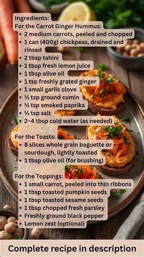 Carrot Ginger Hummus Toasts Recipe by What Shall I Cook