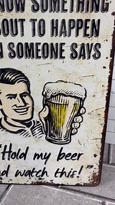 Retro Beer Sign: Funny Man Cave Decor - "hold My Beer" Metal Wall Art - Etsy