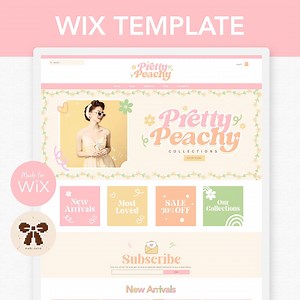 Pink Peach Spring Wix Website Template: Customizable Online Store, Cute Website for Small Business Brand - Etsy
