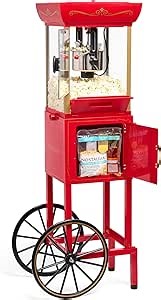Amazon.com: Nostalgia Popcorn Maker Machine - Professional Cart With 2.5 Oz Kettle Makes Up to 10 Cups - Vintage Popcorn Machine Movie Theater Style - Red: Home & Kitchen