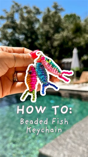 Liz Rishel | Home & DIY on Instagram: "BEADED FISH TUTORIAL 🐠 My hyperfixation this summer making these cute little fish keychains. And now you can too! Comment SUMMER and I’ll send you everything you need to make them."