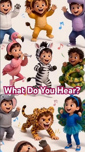 Zoo Sound Words Song 🎵 What Do You Hear? | Kids Story Song #shorts