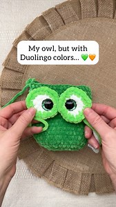 269K views · 2.2K reactions | A Duolingo-inspired owl! 珞 This owl pattern is exclusive to my pattern book, Amigurumi Plushies, on Amazon. I just added the light green feathers on his belly. I used Honey Bunny yarn in color “Shamrock” for the main green color, and Parfait Chunky Neon in “Electric Lime” for the lighter green (this one could work well for the main color too!). | Theresa's Crochet Shop | Facebook