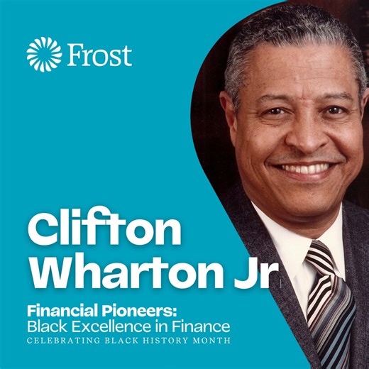 Celebrating another inspiring financial pioneer as #BlackHistoryMonth comes to an end. Today, we highlight Clifton Wharton Jr., the first Black chairman and CEO of a major U.S. corporation. His trailblazing career continues to inspire diversity and inclusion in the financial sector! | Frost