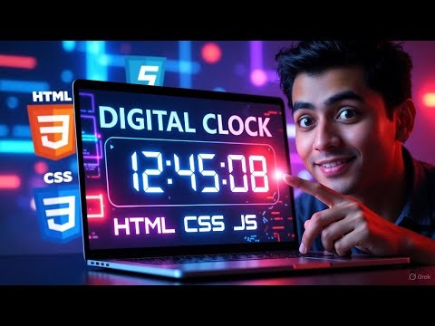 Digital Clock Project in HTML CSS JavaScript | Complete Tutorial