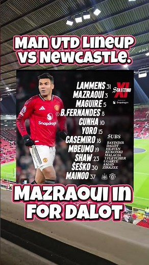 Man Utd Lineup vs Newcastle | Mazroui REPLACES Dalot! #mufc #shorts