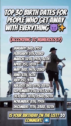 Top 30 Birth Dates for People Who Get Away With Everything 😈✨