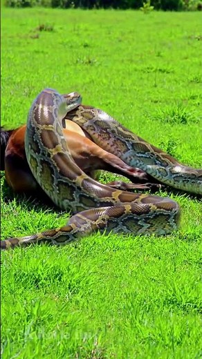 Giant Python Swallows a Cow Alone! 😱 | Real Python Attack! #shorts