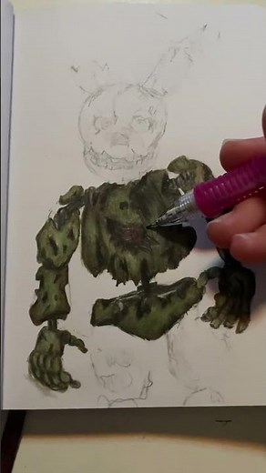 Drawing and coloring Spring trap! #springtrap #fnaf #art #draw #sketch #coloredpencils