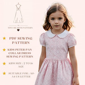 Kids Peter Pan Collar Dress Sewing Pattern, Girls Dress Patterns, Size:2-16age | A0-A4-USLETTER | - Etsy
