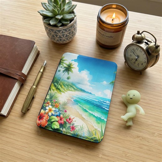 Tropical Beach Kindle Case Paperwhite 7' 12 Gen, Watercolor Island Scenery, Floral Kindle Cover, Vacation Reading, Palm Trees - Etsy