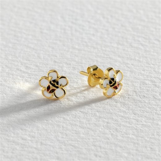 Buy Revere Kid's Gold Plated Silver Enamel Flower Stud Earrings | Kids earrings | Argos