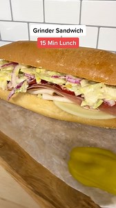 Recipe ➡️ https://fedbysab.com/grinder-sandwich/ Grinder Sandwich – the ultimate twist on a classic deli sandwich! Served on an Italian Hoagie with deli meat piled high, provolone cheese and topped with an irresistible grinder salad. | fedbysab.com