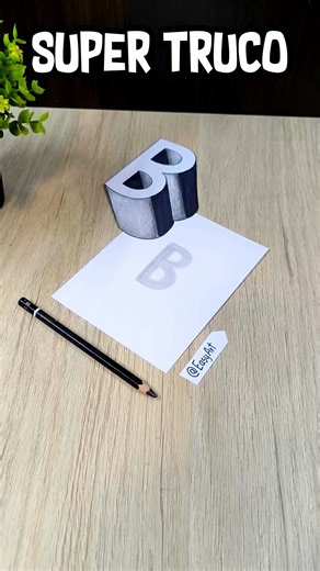 Arte y Dibujos 3D ❤ Letra B Flotante Tutorial Easy Art #art #dibujo #arte #3d #trucos | Easy Art