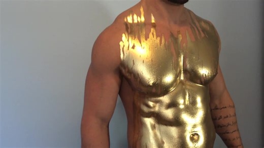 【Bodypainting】往肌肉男的身上涂一些黄黄的粘粘的液体