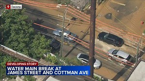 8-inch main break sends water gushing down Philadelphia street
