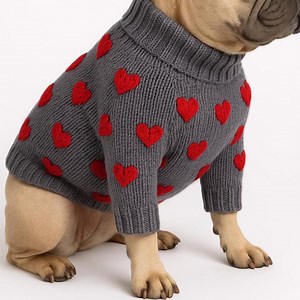 Knitted Dog Sweater With 3D Hearts: Custom-fit Cotton-acrylic Blend - Etsy