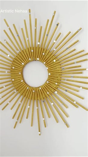 DIY Sunburst Wall Decor using Paper Straw | DIY Art & Craft 🌞#diy #art #craft #shorts