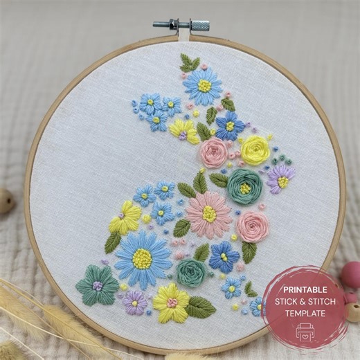 Bunny Hand Embroidery Pattern, Floral Easter Embroidery Design, Embroidery PDF - Etsy