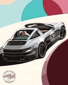 #IconsOfCool since the 1950’s. Illustrator Guy Allen brings the spirit of the 911 Targa 4S Heritage Design Edition to life in his signature retro style. Posters now available in the Porsche online shop. | Porsche centre Accra | Facebook