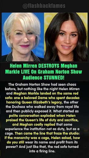 Helen Mirren DESTROYS Meghan Markle LIVE On Graham Norton Show — Audience STUNNED! #shorts