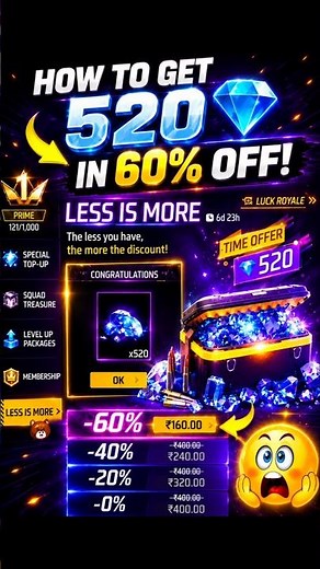 Less Is More Topup Event Free Fire | Less Is More 60% Discount | Free Fire New Event | Ff New Event