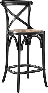 Modway Gear X-Back Wood Counter Stool in Black