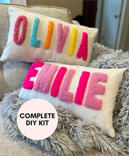 Personalized Name Punch Needle Pillow Kit, Custom DIY Punch Needle Pillow Kit, Nursery Decor, DIY Craft Kit, Make Your Own Punch Needle Kit - Etsy