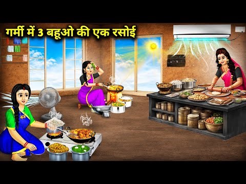 गर्मी में 3 बहूओ की एक रसोई | One Kitchen for Three Daughters-in-Law in the Summer | Cartoon Video 