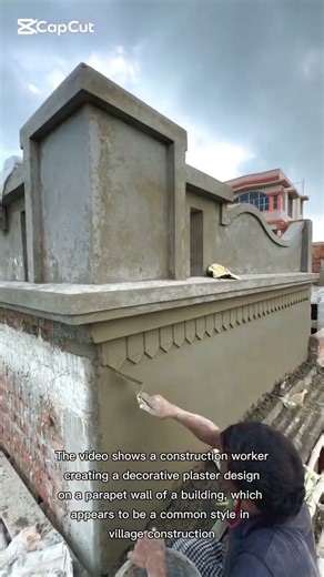 creating a decorative plaster design on a parapet wall of a building # shorts