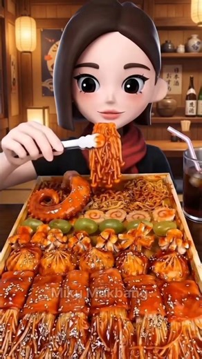 Giant Octopus Tentacle Mukbang Animation 🐙#Shorts #Mukbang #Animation #ASMR #Foodie