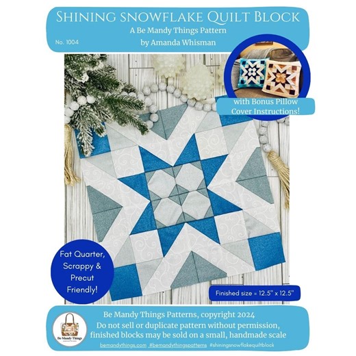 Shining Snowflake Quilt Block Pattern: Winter Quilt, Pillow Cover (PDF Digital Download) - Etsy