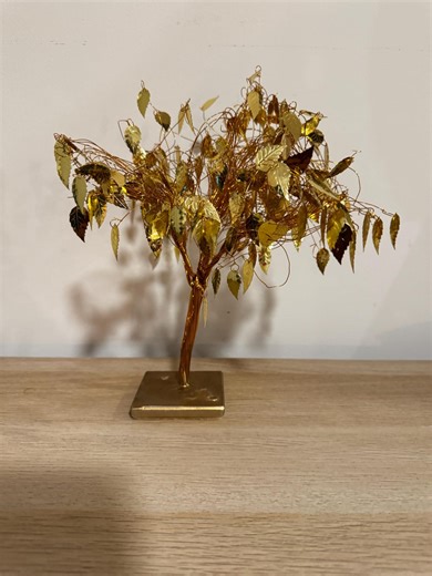 Vintage Gold Wire Leaf Tree Sculpture — Metal Kinetic Decor — Mid Century Style Art - Etsy