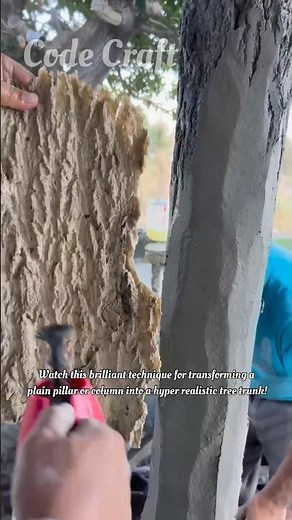 Wait, That's NOT Wood! 🤯 Incredible Concrete Tree Bark Crafting! #satisfying