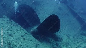 Outside the Wreck - Wreck of the Thistlegorm, an english Freigther sunk in the Second World War in the Red Sea by the German Aviation, and discovered by J.Y. Cousteau and it's team.