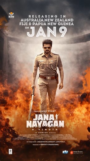 A story born from the people, now reaching the world. #JanaNayagan in theatres of Australia, New Zealand, Fiji, Papua New Guinea from January 9 #JanaNayagan #Thalapathy @actorvijay sir #HVinoth @kvn.productions @hegdepooja @anirudhofficial @iambobbydeol @mamitha_baiju @joinprakashraj @gauthamvasudevmenon @pillumani @narainraam @jagadish_palanisamy @lohithnk @sathyansooryan.isc @anlarasu007 @selvaartdir @pradeeperagav @ramkumar_balasubramanian @pallavi_85 @gopiprasannaa @pharsfilm @riazkahmed.pro