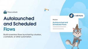 Take your process automation to the next level with the new Autolaunched and Scheduled Flows badge. 🌟 Learn how to create flows that start with the click of a button 🖱️ or on a schedule. 📅 Skill up for free ➡️: https://sforce.co/3ZNKs5i | Salesforce Trailhead