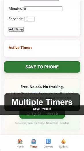 Cook Timer Showcase — Free Online Tool | Kiwi Simple