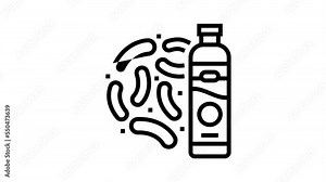 bacteria aquarium fish line icon animation
