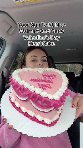 RUN to Walmart ASAP 🩷🎂 Cutest Valentine’s Day Cake! I ordered mine online! #walmart #cake #yum