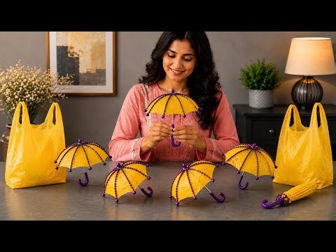 Turn Waste plastic shopping bags Into a Stunning Decorative Umbrellas ☂️ 🌂#PlasticshoppingCraft ♻️