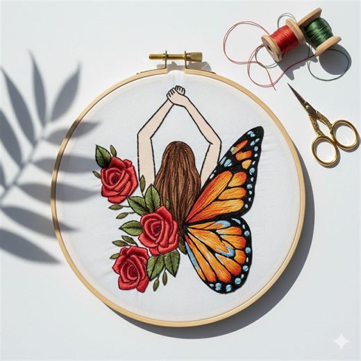 Women Butterfly Hand Embroidery Design, Butterfly Embroidery PDF File - Etsy